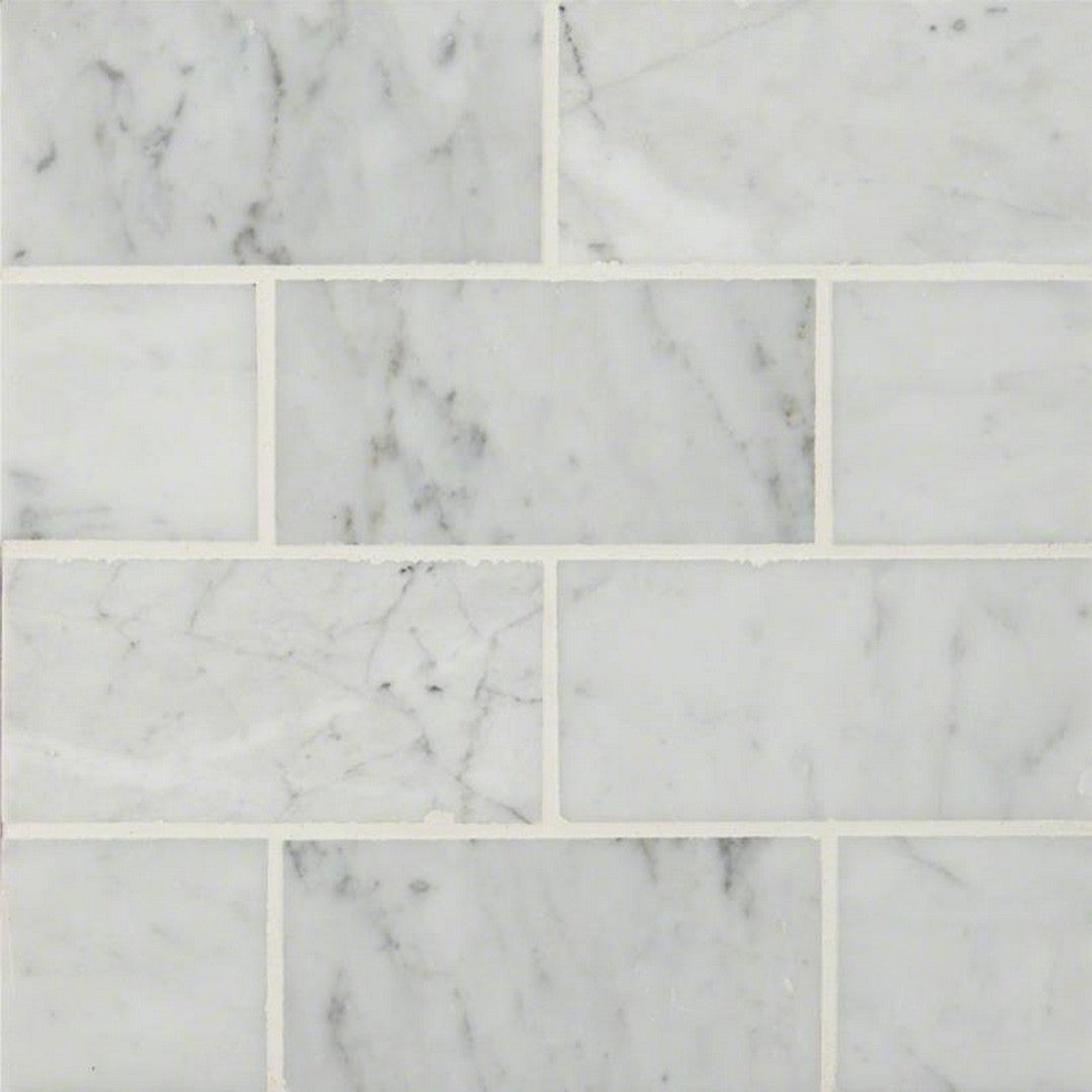 MS International Carrara White 3" x 6" Polished Marble Subway Tile