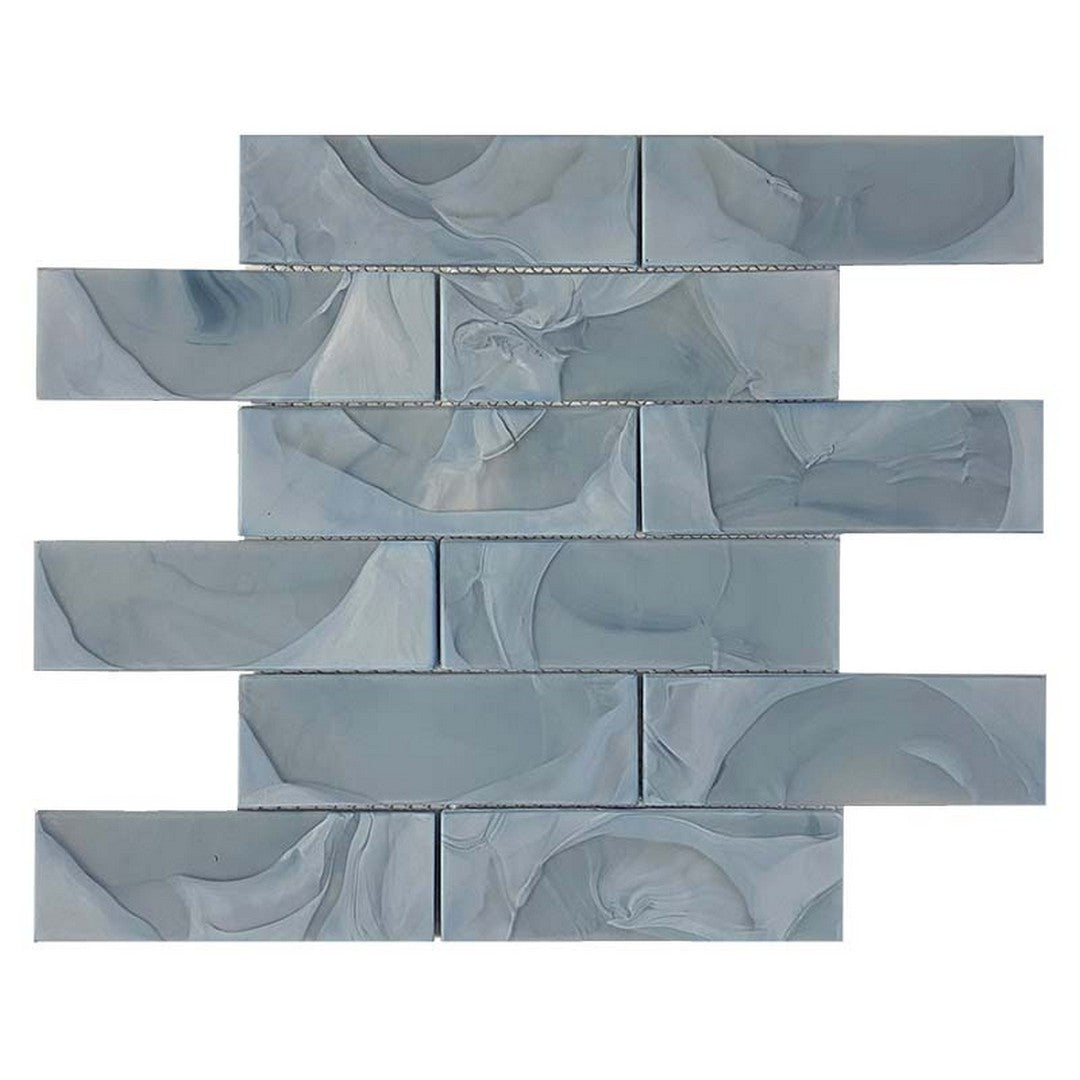 Maniscalco Tundra Melted 11.7" x 11.7" Matte Glass 2x6" BricK Mosaic