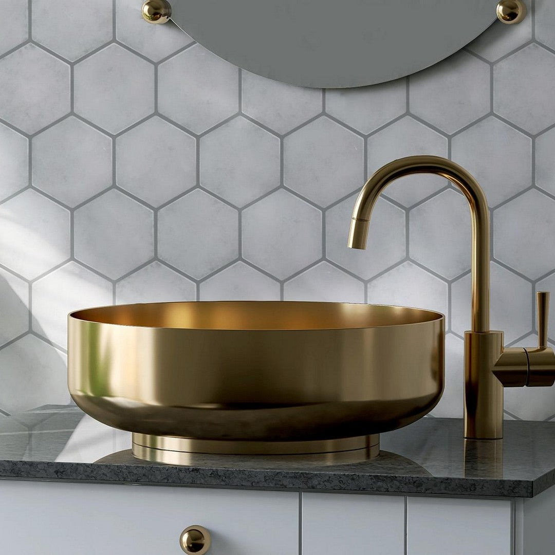 Tesoro-Esamarine-6.25-x-7.25-Pressed-Glossy-Ceramic-Hexagon-Tile-Bianco