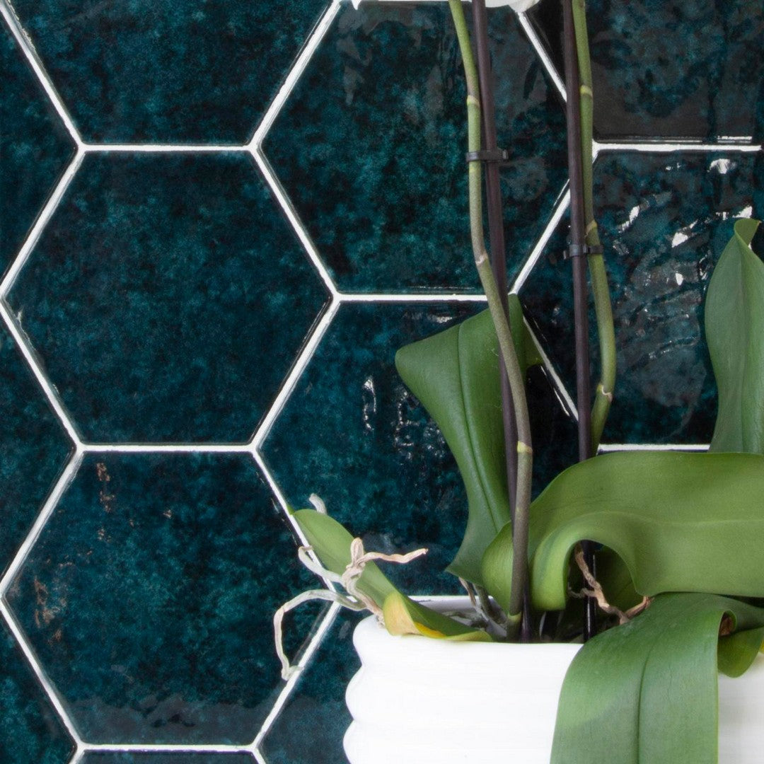 Tesoro-Esamarine-6.25-x-7.25-Pressed-Glossy-Ceramic-Hexagon-Tile-Petrolio