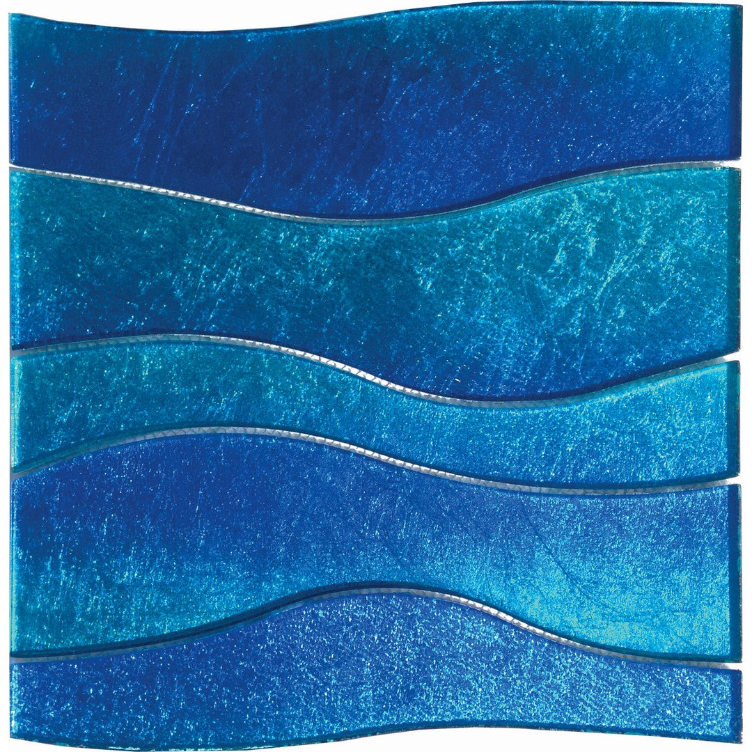 Tesoro Terra Bella 11.75" x 12" Interlocking Glass Wave Mosaic