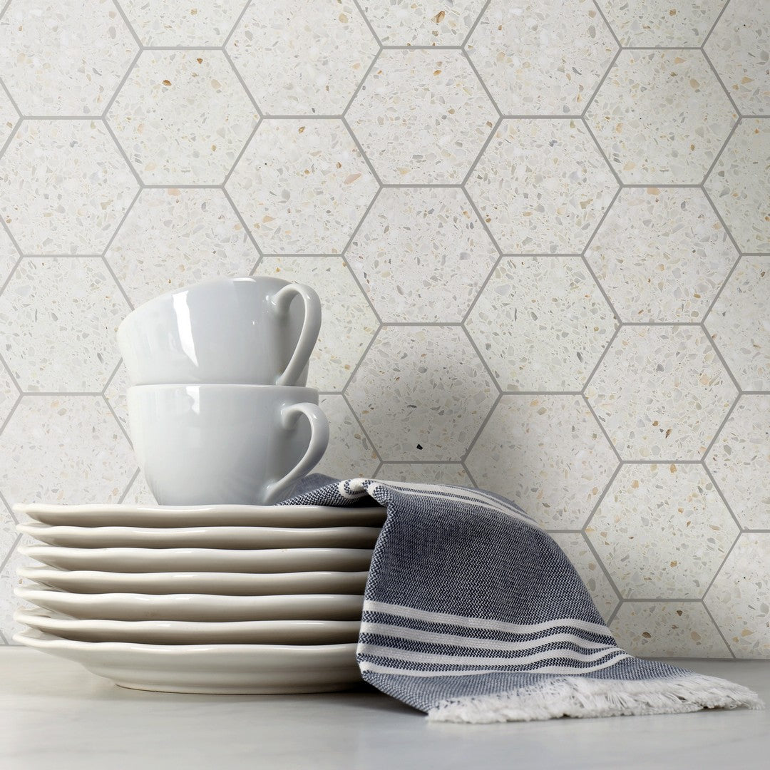 Tesoro-Venice-10.5-x-12-Honed-3-Hexagon-Natural-Stone-Mosaic-Sand-Terrazzo