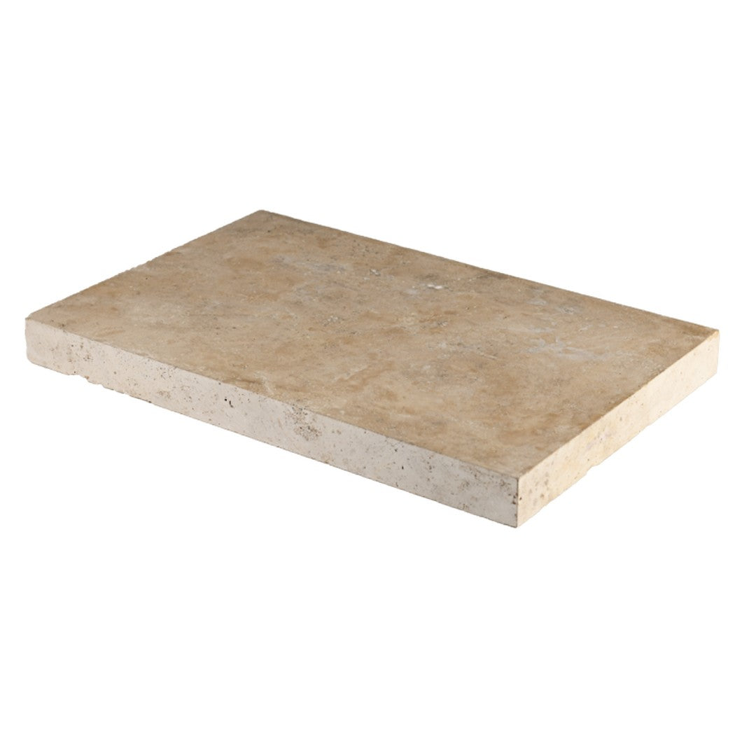 Bedrosians Travertine 16" x 24" Tumbled Eased Edge Pool Coping