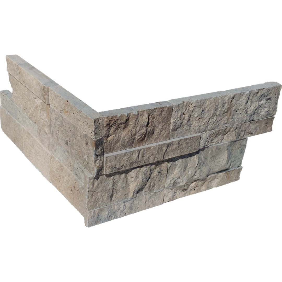 Bedrosians Travertine 6" x 24" Split Face Ledger Corner