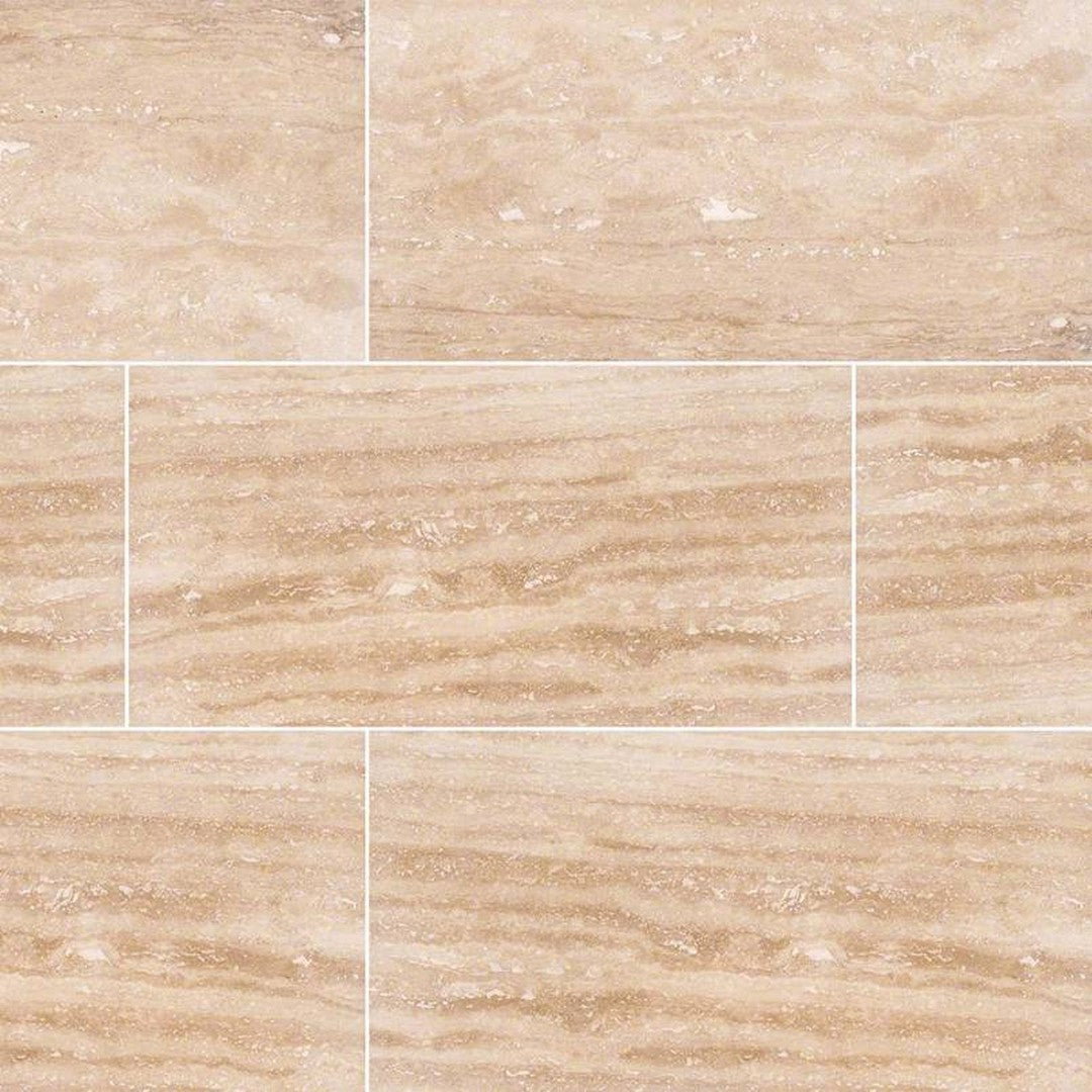 MS International Tuscany Walnut Vein Cut 12" x 24" Travertine Tile Mixed Finish