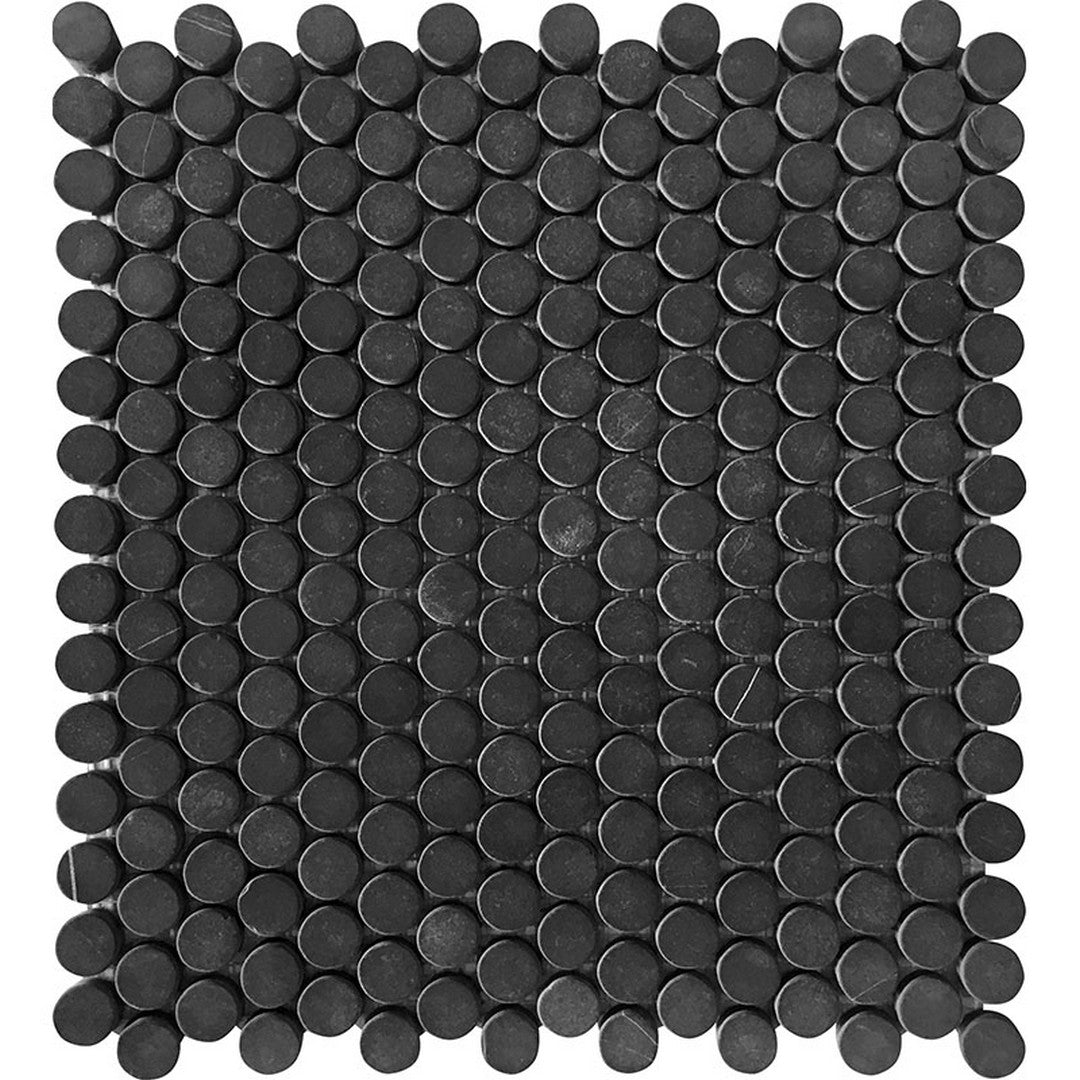 MiR Tuxedo Park 11.3" x 12.3" Eastern Black Tumbled 0.8" Penny Round Natural Stone Mosaic