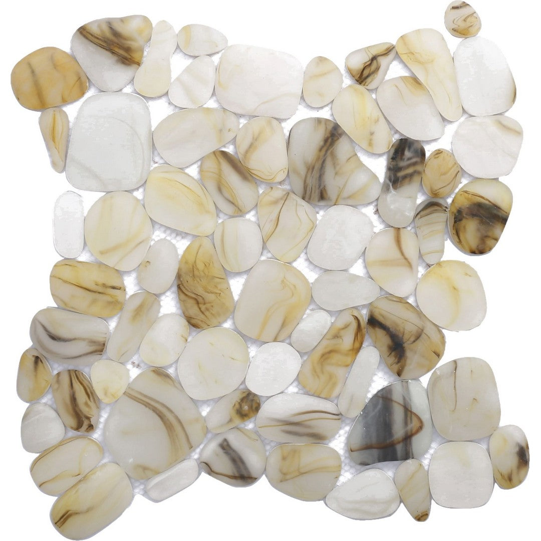 Bati Orient Bali 12" x 12" Rectified Matte Round Pebble Frosted Glass Mosaic