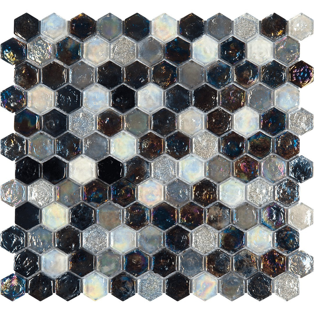 Bati Orient Terrazzo 12" x 12" Hexagon Glass Mosaic