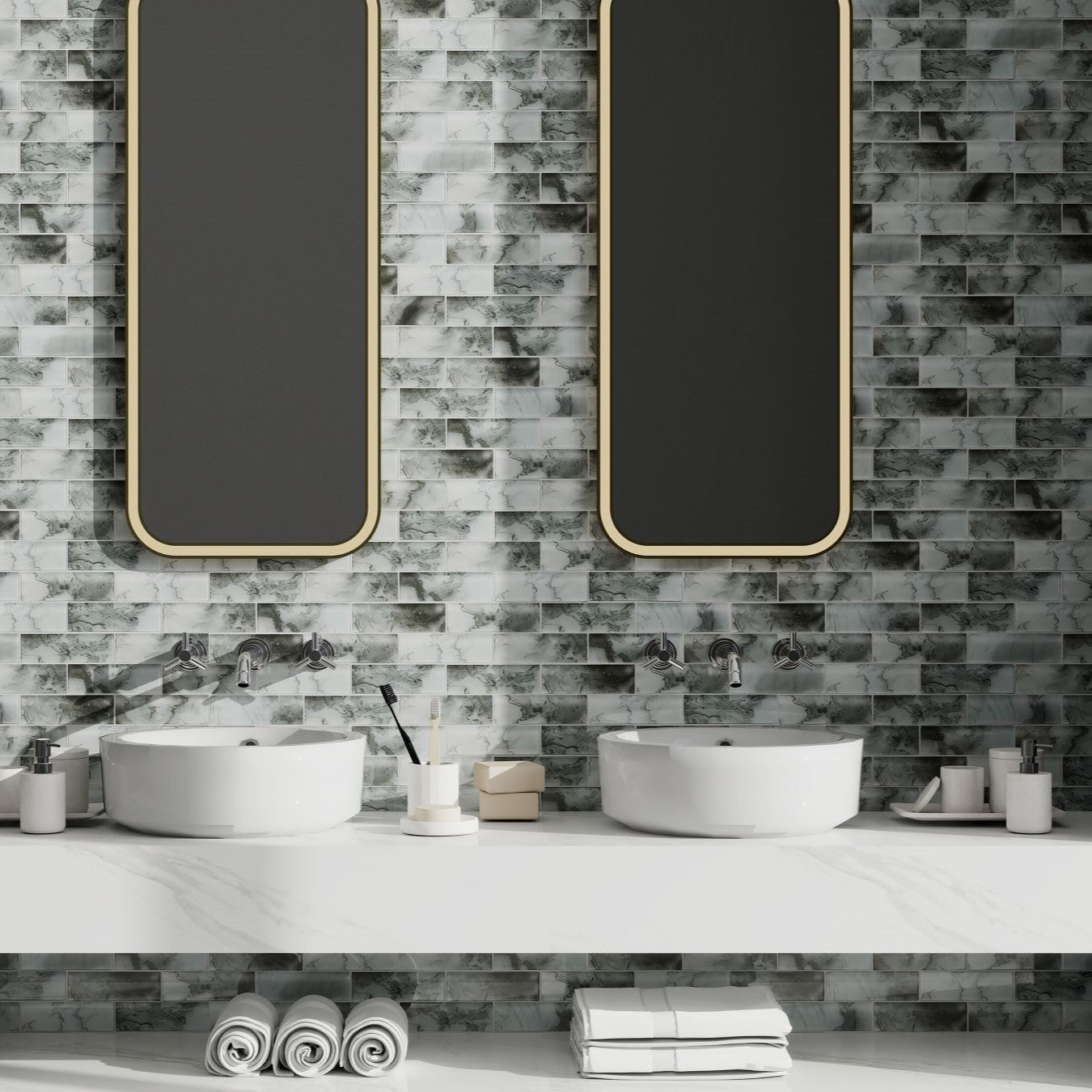 Bati-Orient-Modern-12-x-12-Interlocking-Frosted-Glass-2x6-Brick-Mosaic-Grey-Mix