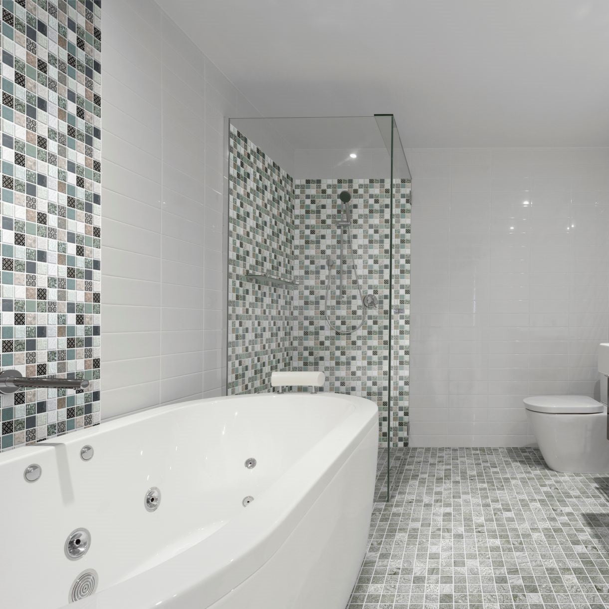 Bati-Orient-Terrazzo-12-x-12-Glass-&-Quartzite-2-Décor-Mosaic-Grey-Black-Mix