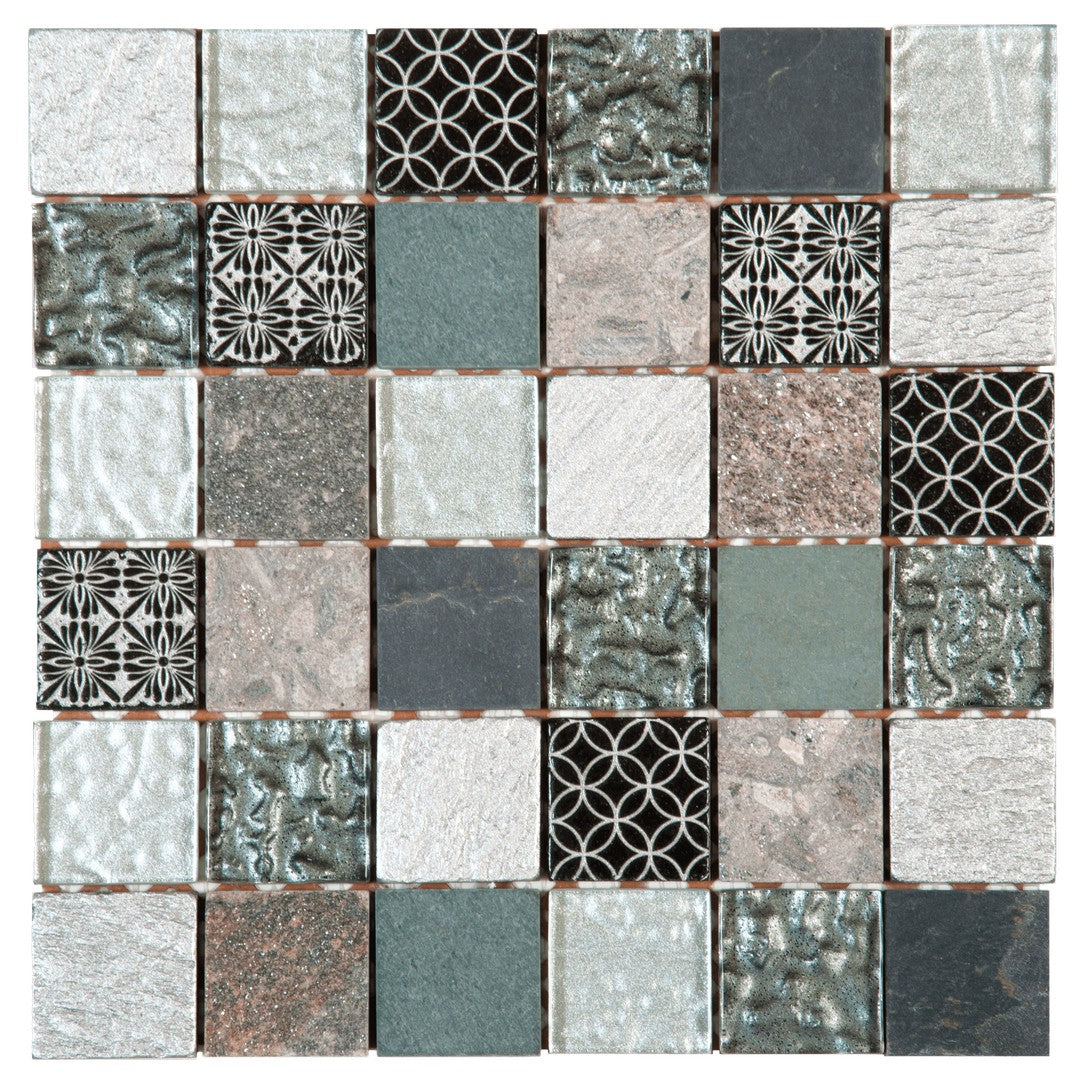Bati Orient Terrazzo 12" x 12" Glass & Quartzite 2" Décor Mosaic