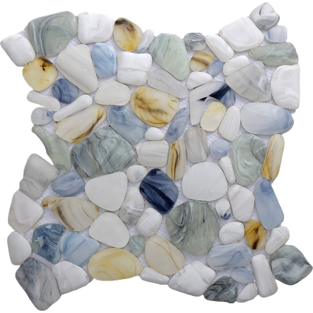 Bati Orient Bali 12" x 12" Rectified Matte Round Pebble Frosted Glass Mosaic