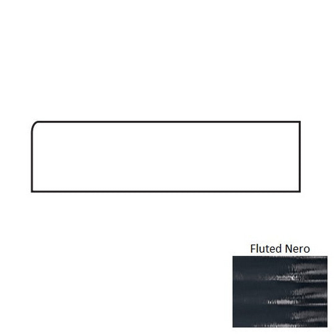 Tesoro Glassalike 4" x 12" Pressed Glossy Fluted Porcelain Wall Bullnose