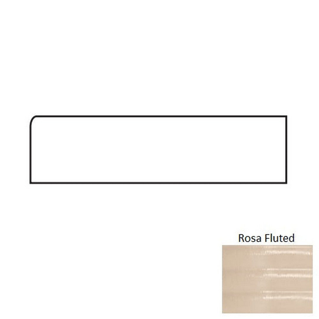 Tesoro Glassalike 4" x 12" Pressed Glossy Fluted Porcelain Wall Bullnose