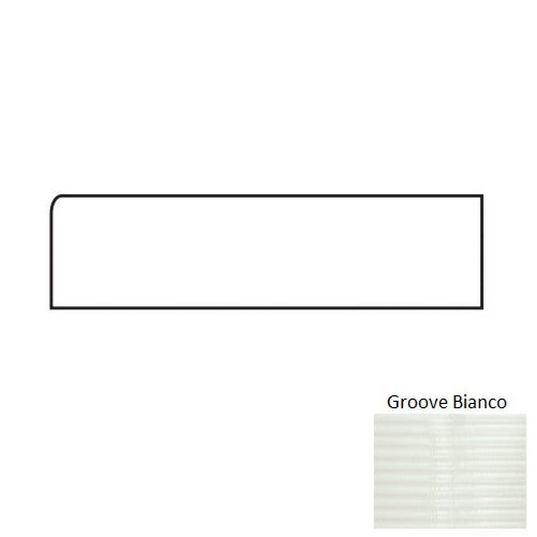 Tesoro Glassalike 4" x 12" Pressed Glossy Groove Porcelain Wall Bullnose