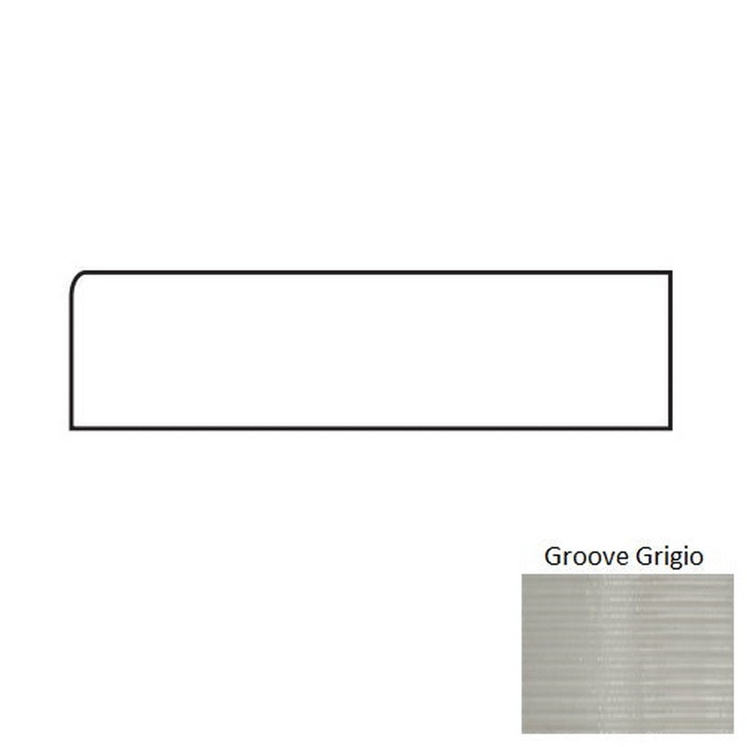 Tesoro Glassalike 4" x 12" Pressed Glossy Groove Porcelain Wall Bullnose