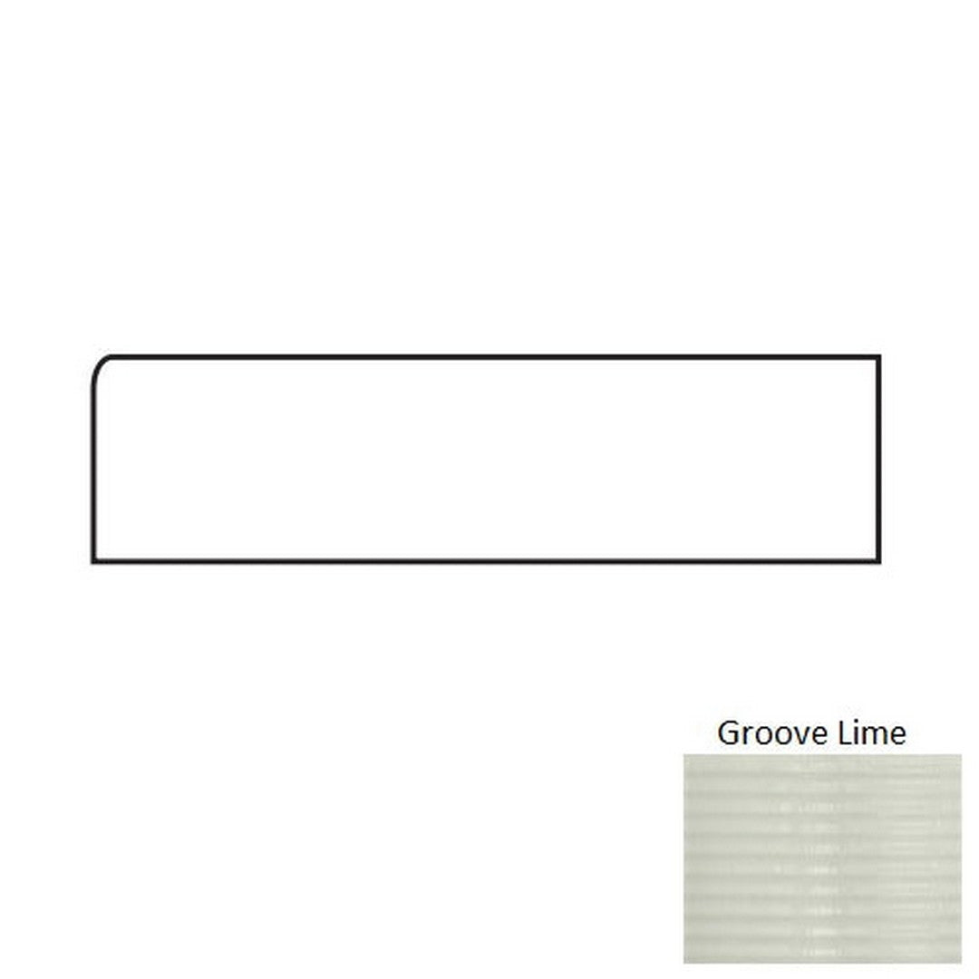 Tesoro Glassalike 4" x 12" Pressed Glossy Groove Porcelain Wall Bullnose