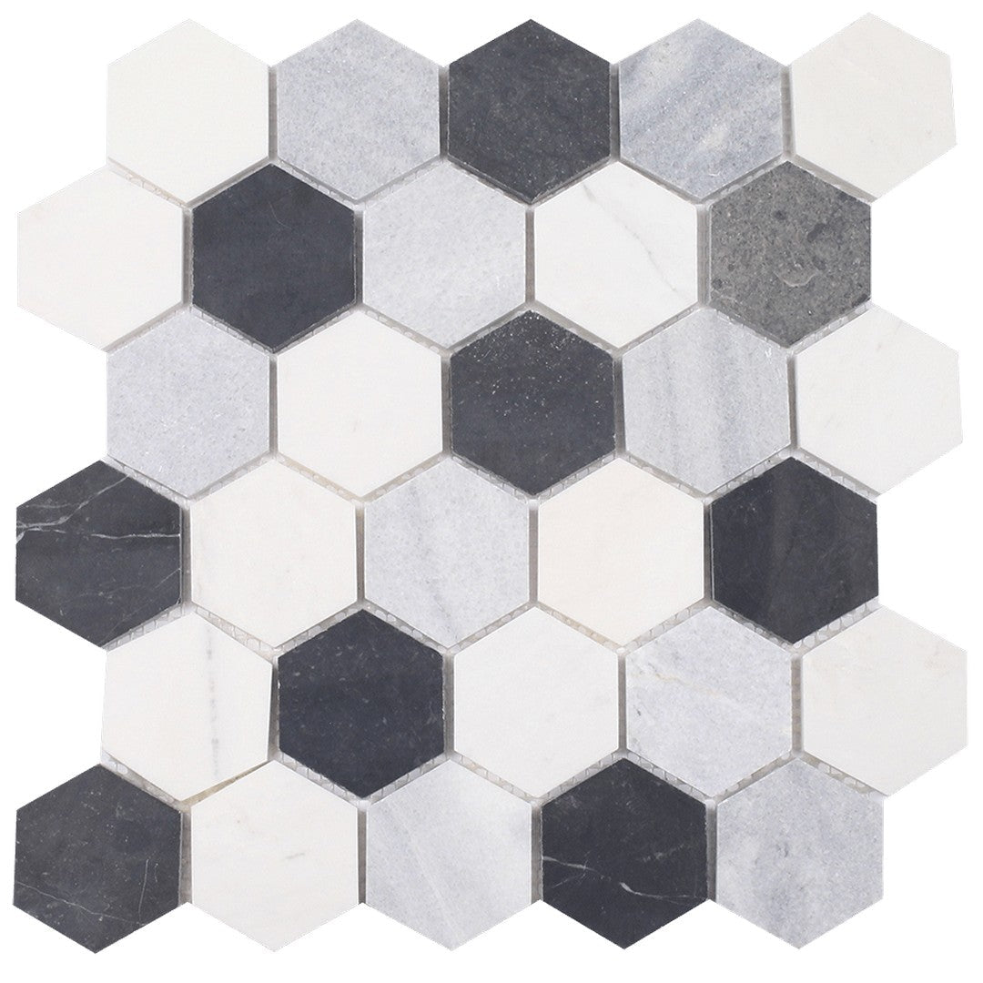 Tesoro Metropolitan Blends 11" x 11.25" Honed Hexagon Natural Stone Mosaic