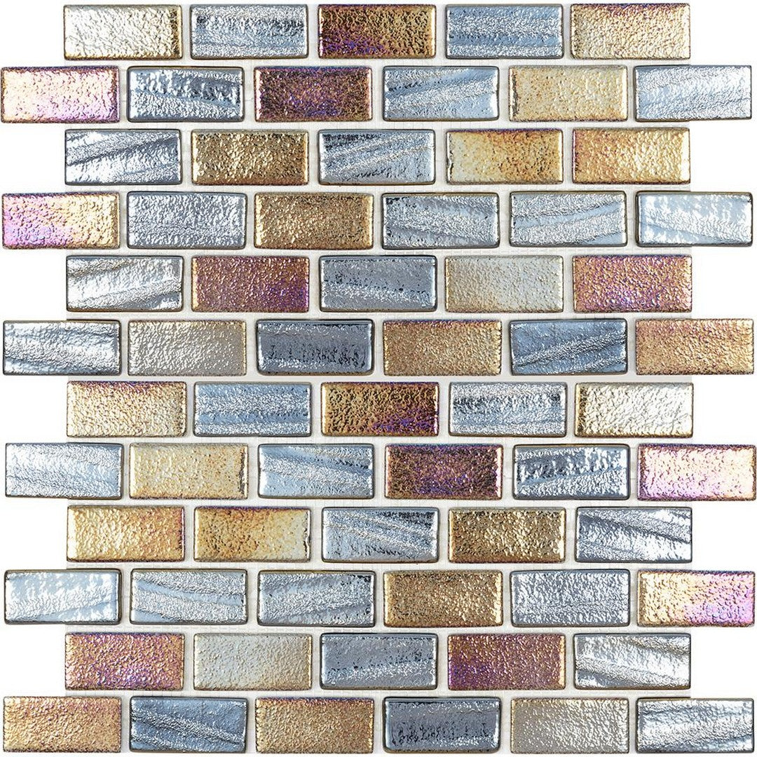 Tesoro Aquatica Illusions 12" x 12" Interlocking 1x2" Staggered Glass Mosaic
