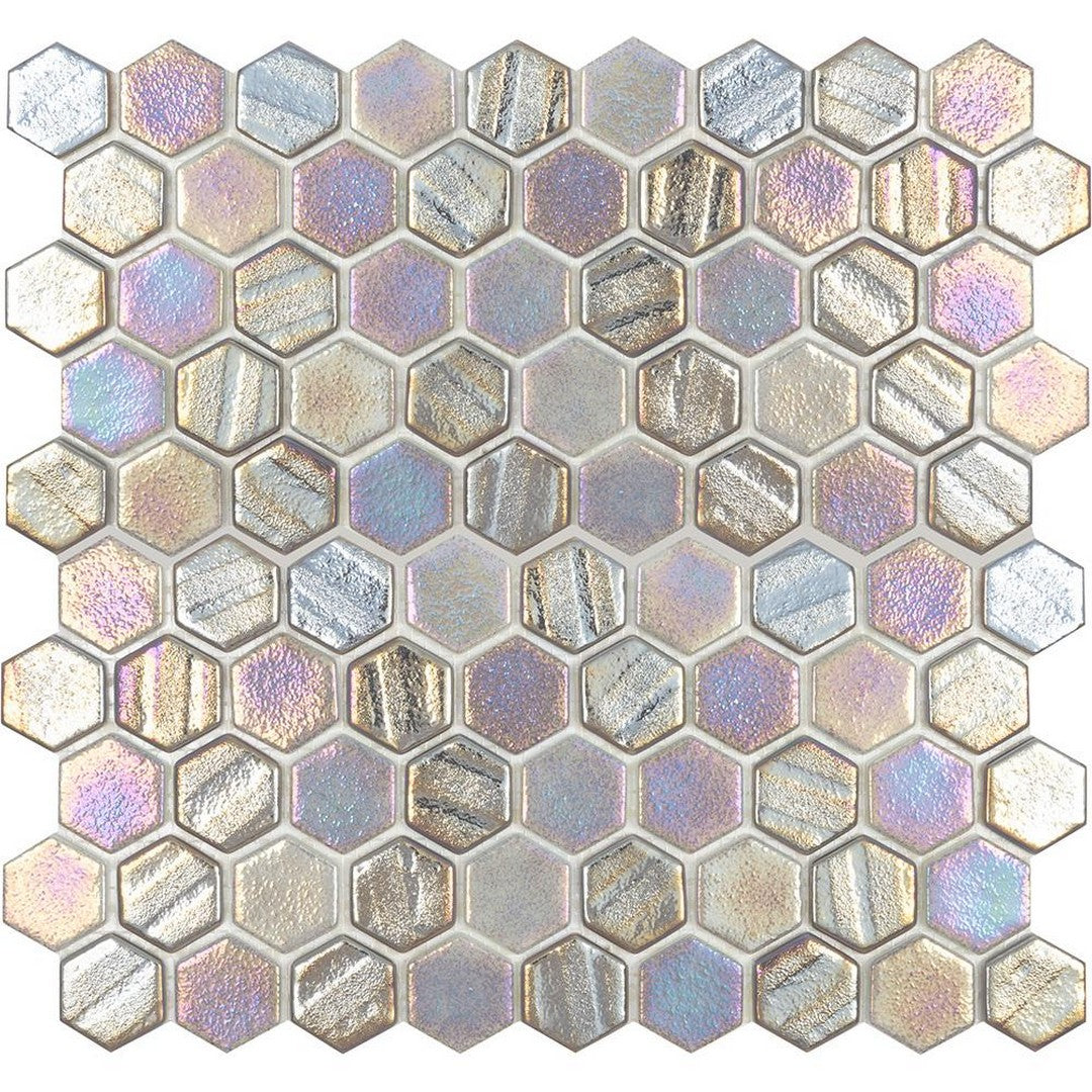 Tesoro Aquatica Illusions 11.5" x 12.5" Interlocking 1" Hexagon Glass Mosaic