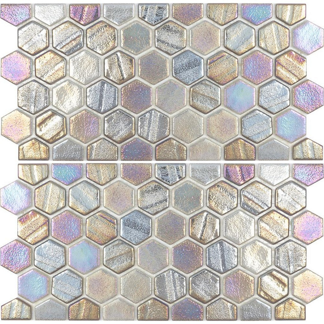 Tesoro Aquatica Illusions 12" x 11.5" Interlocking 1" Hex Waterline Glass Mosaic (6x12 Two Pcs)