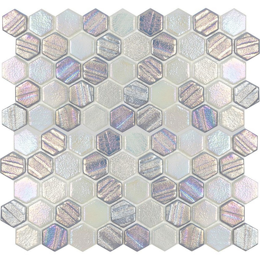 Tesoro Aquatica Illusions 11.5" x 12.5" Interlocking 1" Hexagon Glass Mosaic