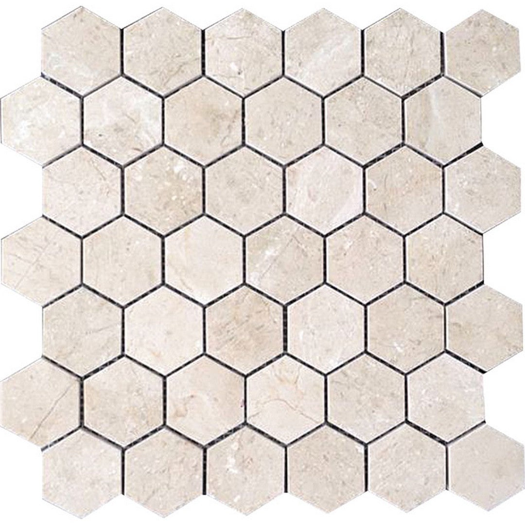 MiR Valencia 11.8" x 11.8" Crema Marfil Interlocking Polished 2" Hexagon Mosaic