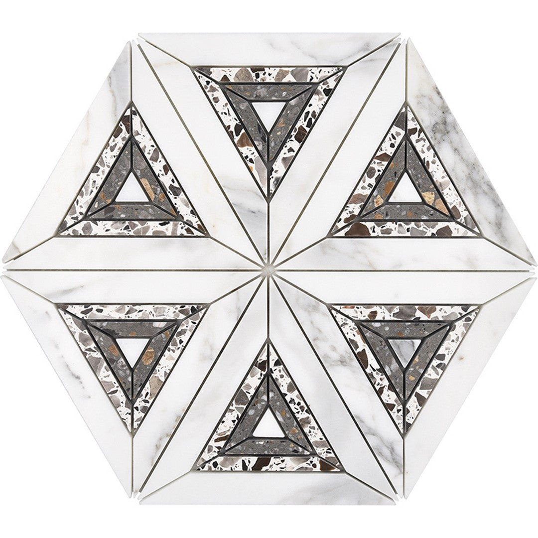 MiR Veneziana 8.86" x 10.2 Interlocking Natural Stone Triangular Mosaic
