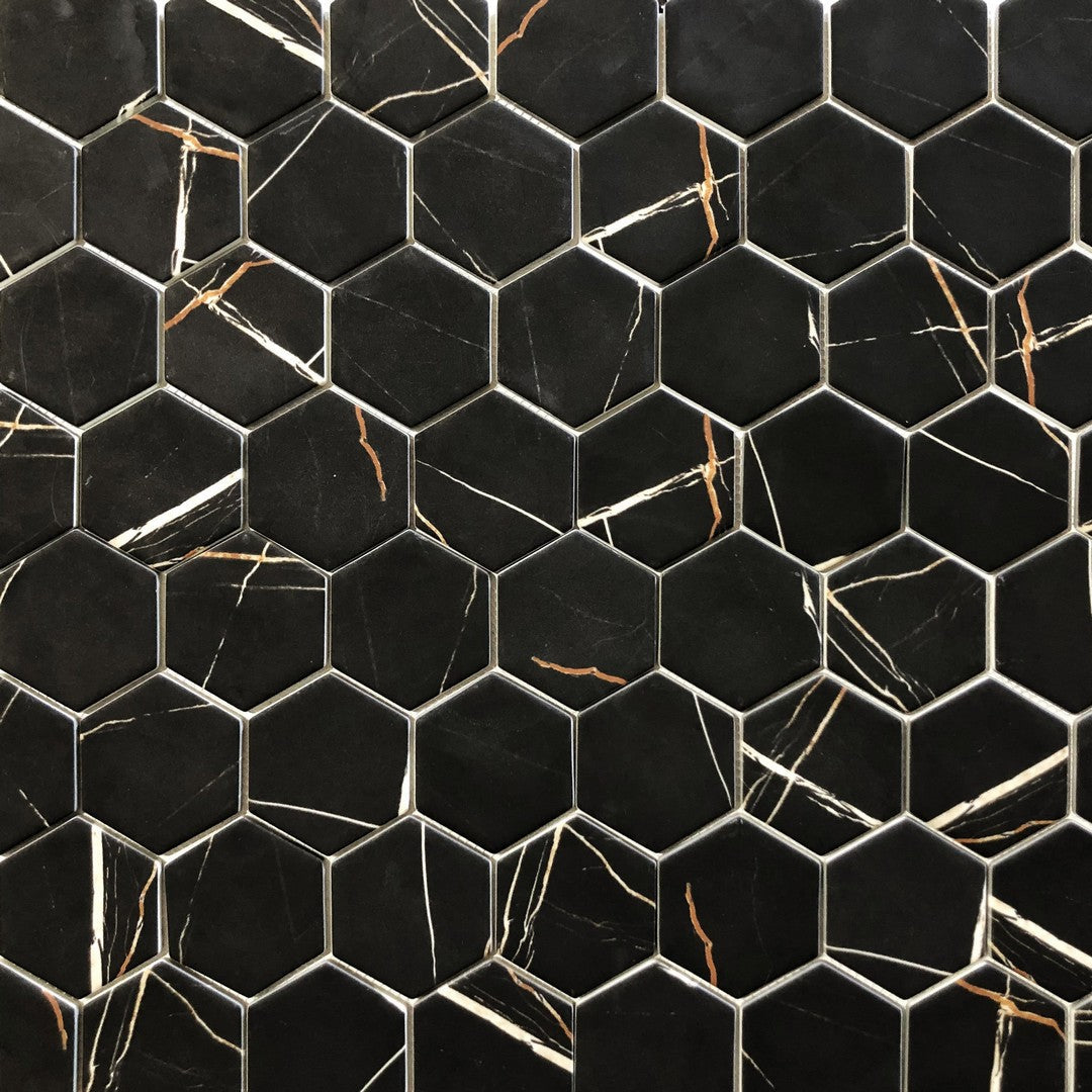 Ottimo-Verona-12-x-12-Matte-Recycled-Glass-Hexagon-Mosaic-Sahara-Noir