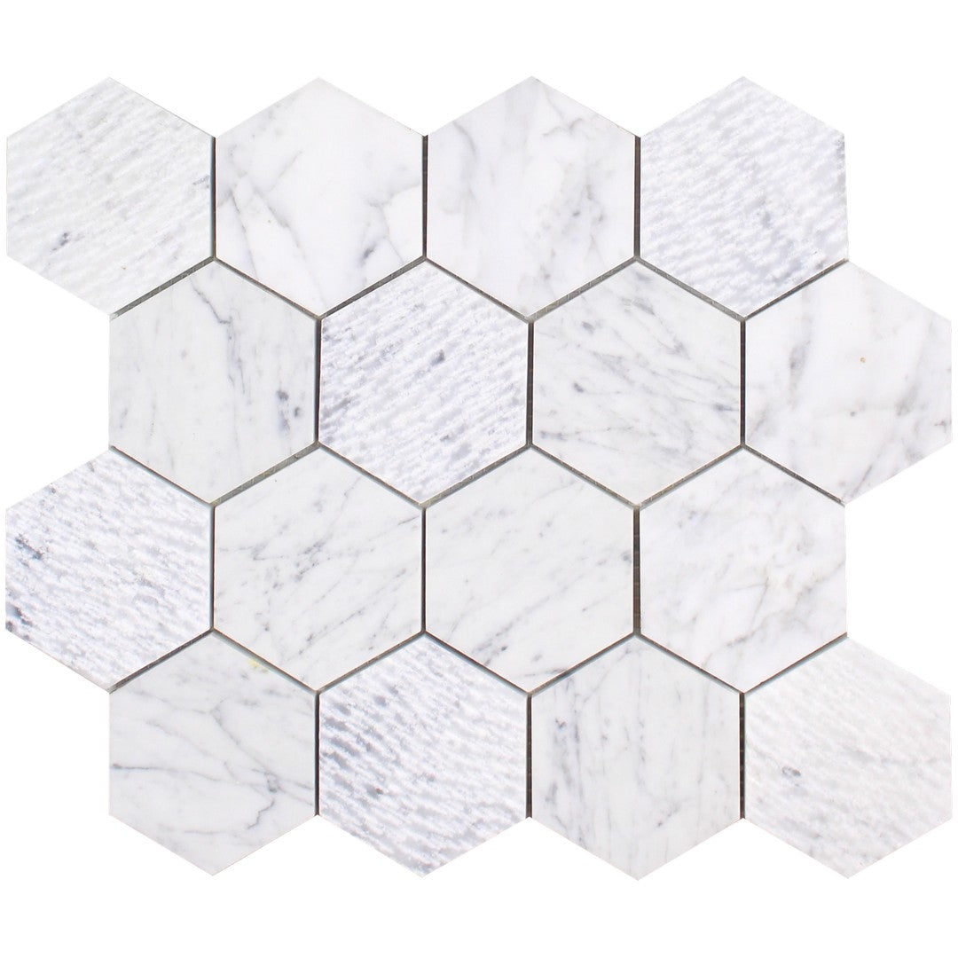 Tesoro Venatino Goia 12.5" x 10.75" Interlocking 3" Hexagon Natural Stone Mosaic