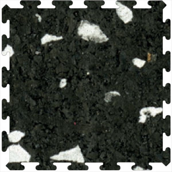 Flexco Prime Sports 34.25" x 34.25" Smooth 0% Black Chip Color Rubber Interlocking Tile 12mm