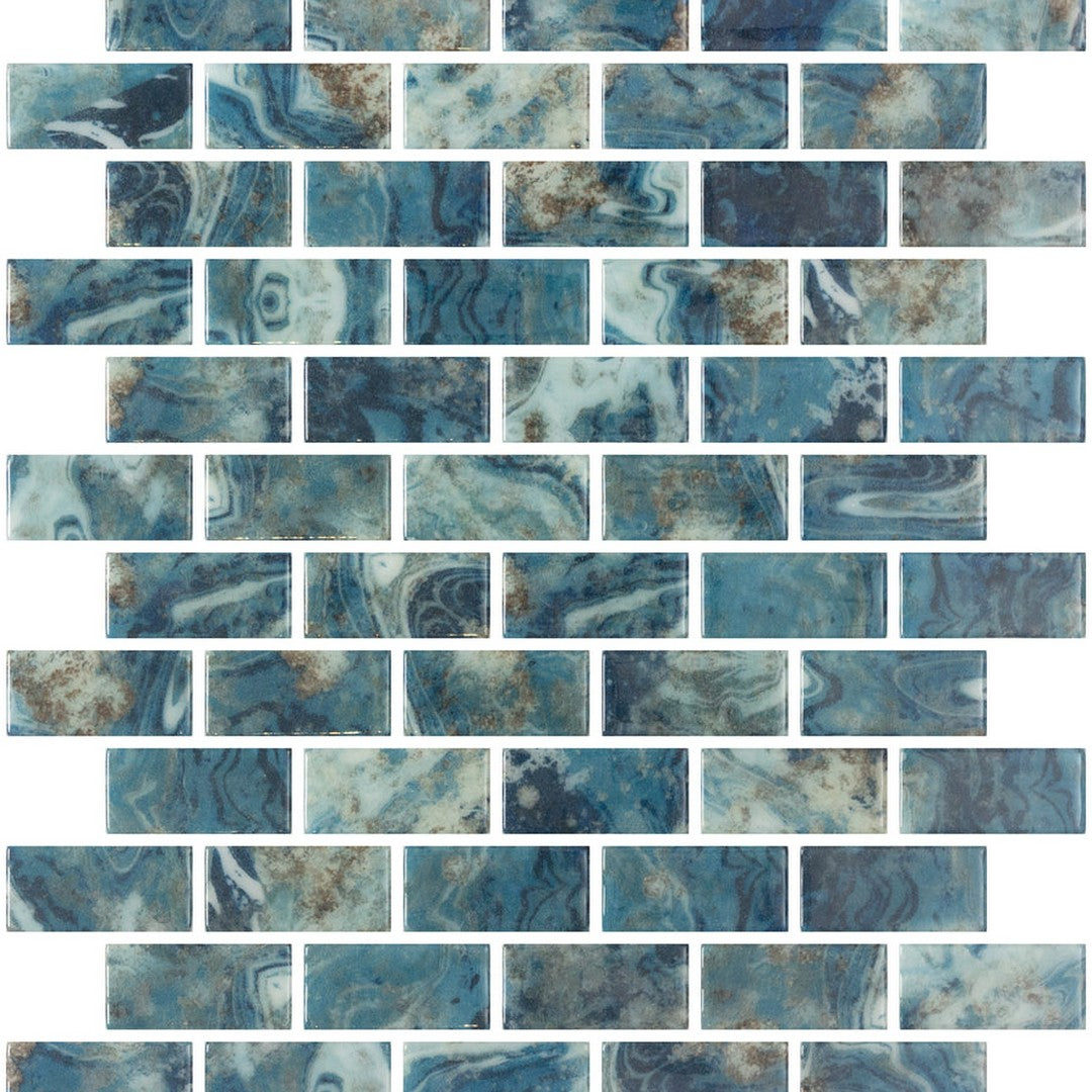 Emser Waterlace 10" x 12" Gloss Glass Offset Mosaic