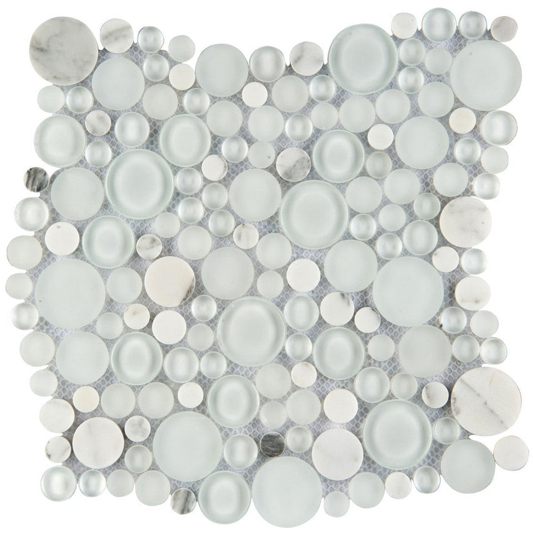 Emser Lucente 12" x 12" Gloss and Matte Stone and Glass Circle Mosaic