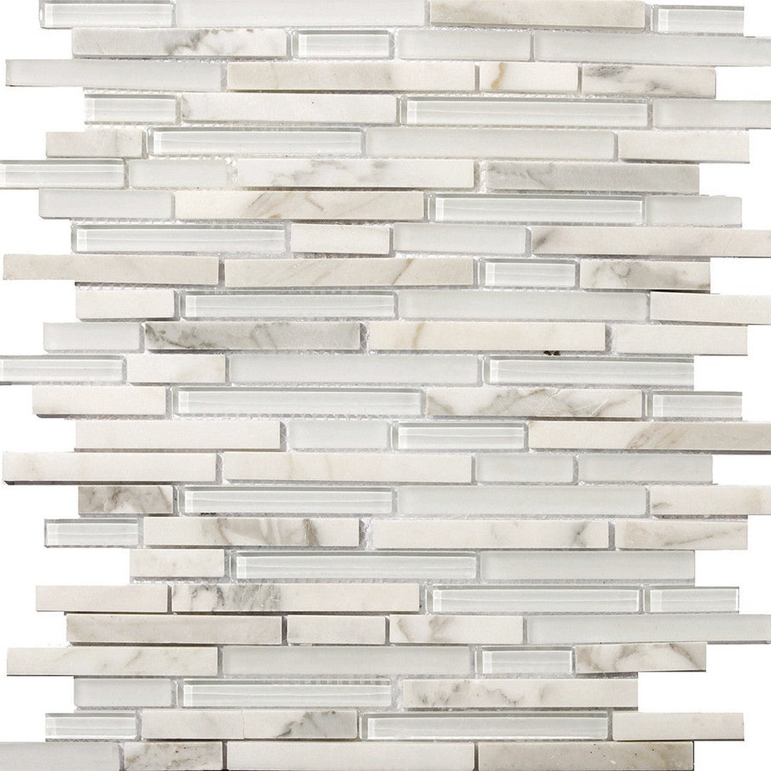 Emser Lucente 12" x 13" Gloss and Matte Stone and Glass Linear Mosaic