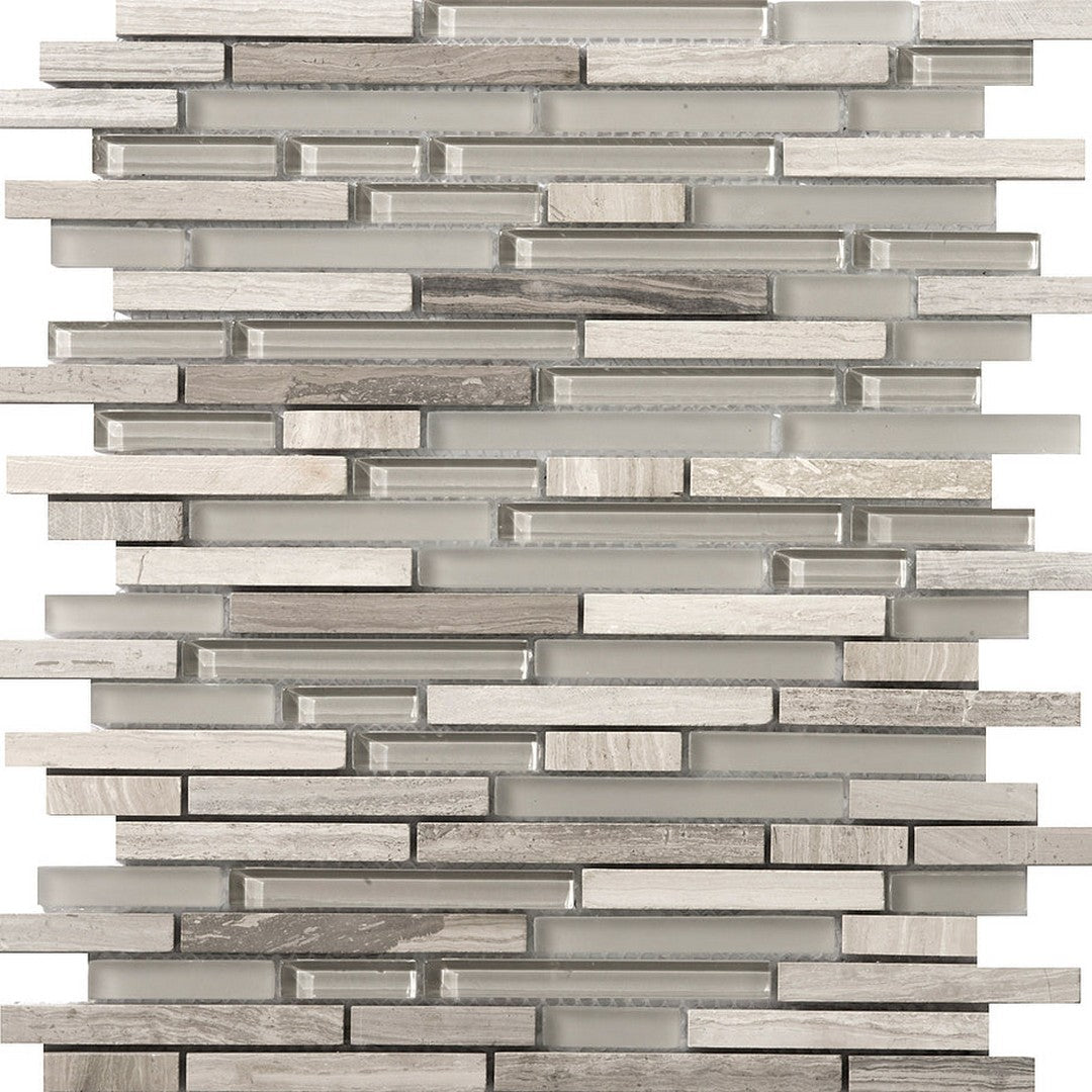 Emser Lucente 12" x 13" Gloss and Matte Stone and Glass Linear Mosaic