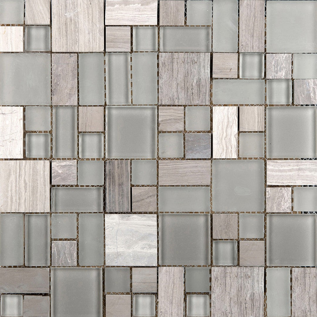 Emser Lucente 12" x 13" Gloss and Matte Stone and Glass Pattern Mosaic