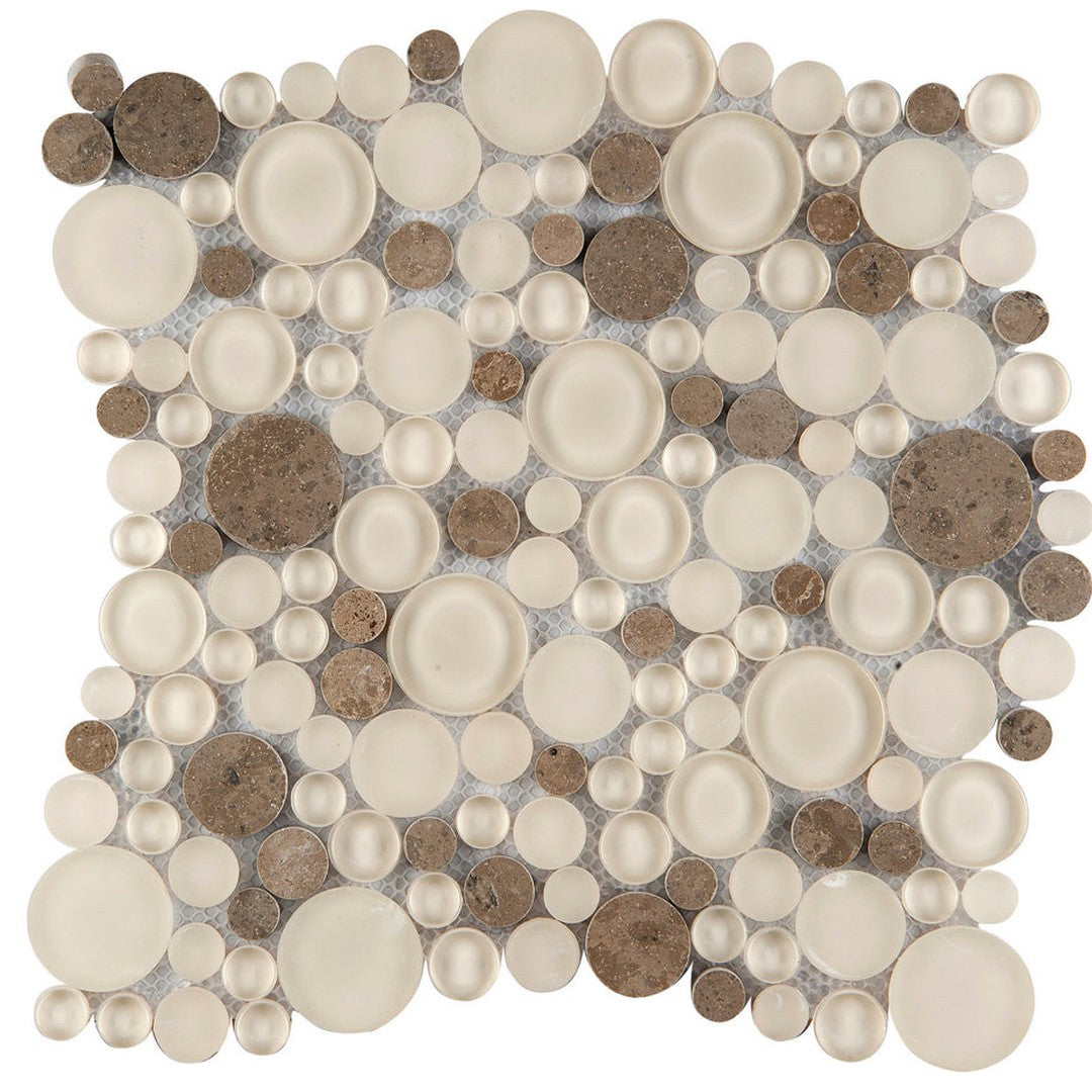 Emser Lucente 12" x 12" Gloss and Matte Stone and Glass Circle Mosaic