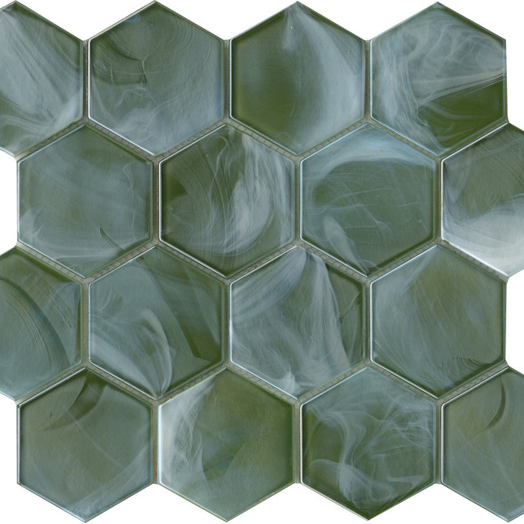 Emser Splash 11" x 13" Gloss Glass 3" Hexagon Mosaic