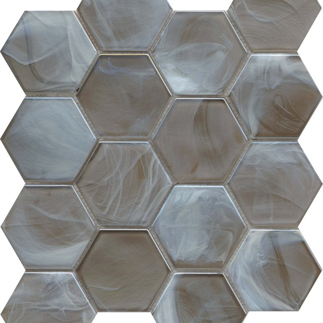 Emser Splash 11" x 13" Gloss Glass 3" Hexagon Mosaic