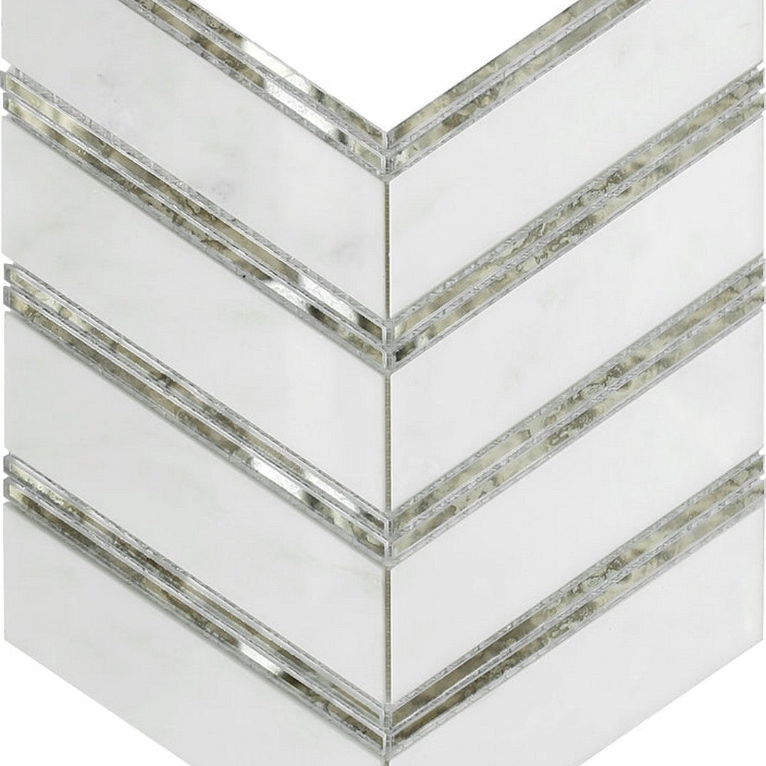 Emser Intrigue 12" x 12" Polished Stone and Glass Chevron Mosaic