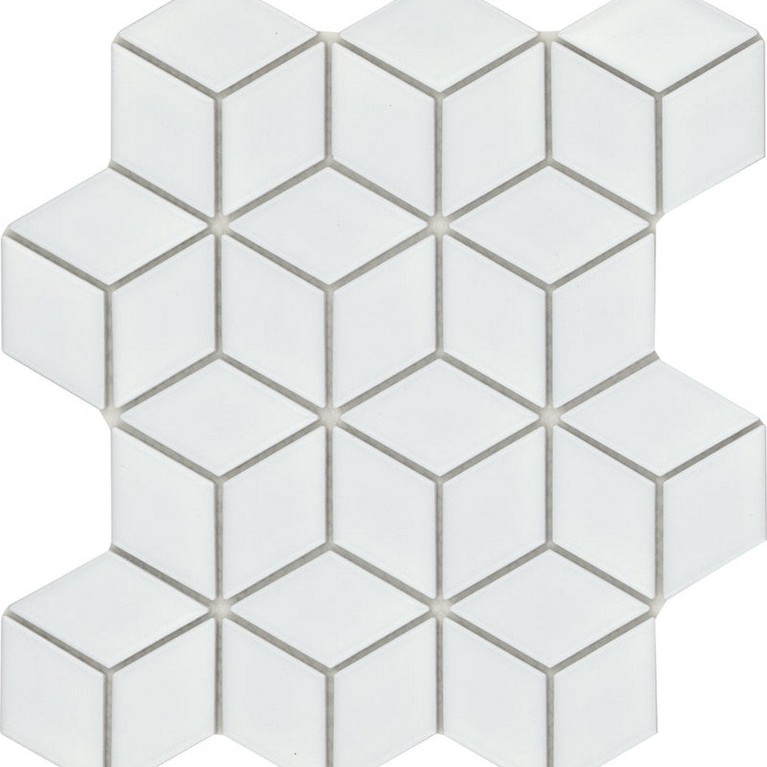 Emser Influence 10" x 12" Porcelain Gloss Cube Mosaic