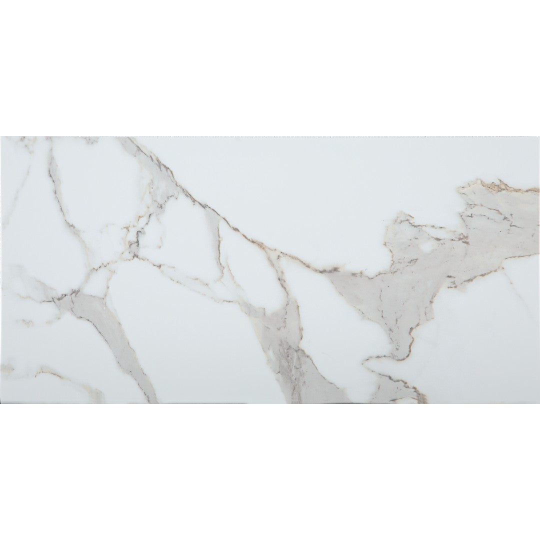 Tesoro Carrara Ultra White 12" x 24" Pressed Matte Porcelain Tile