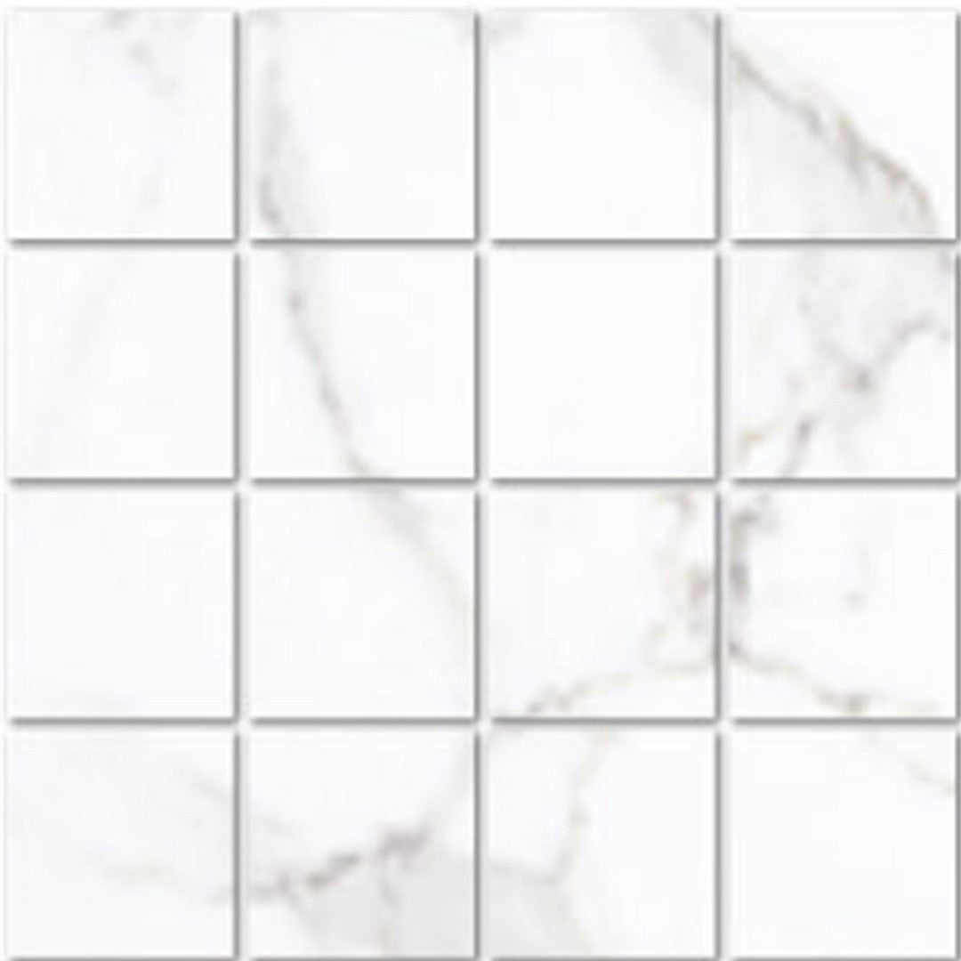 Tesoro Carrara Ultra White 12" x 12" Pressed Matte Porcelain 3" Mosaic