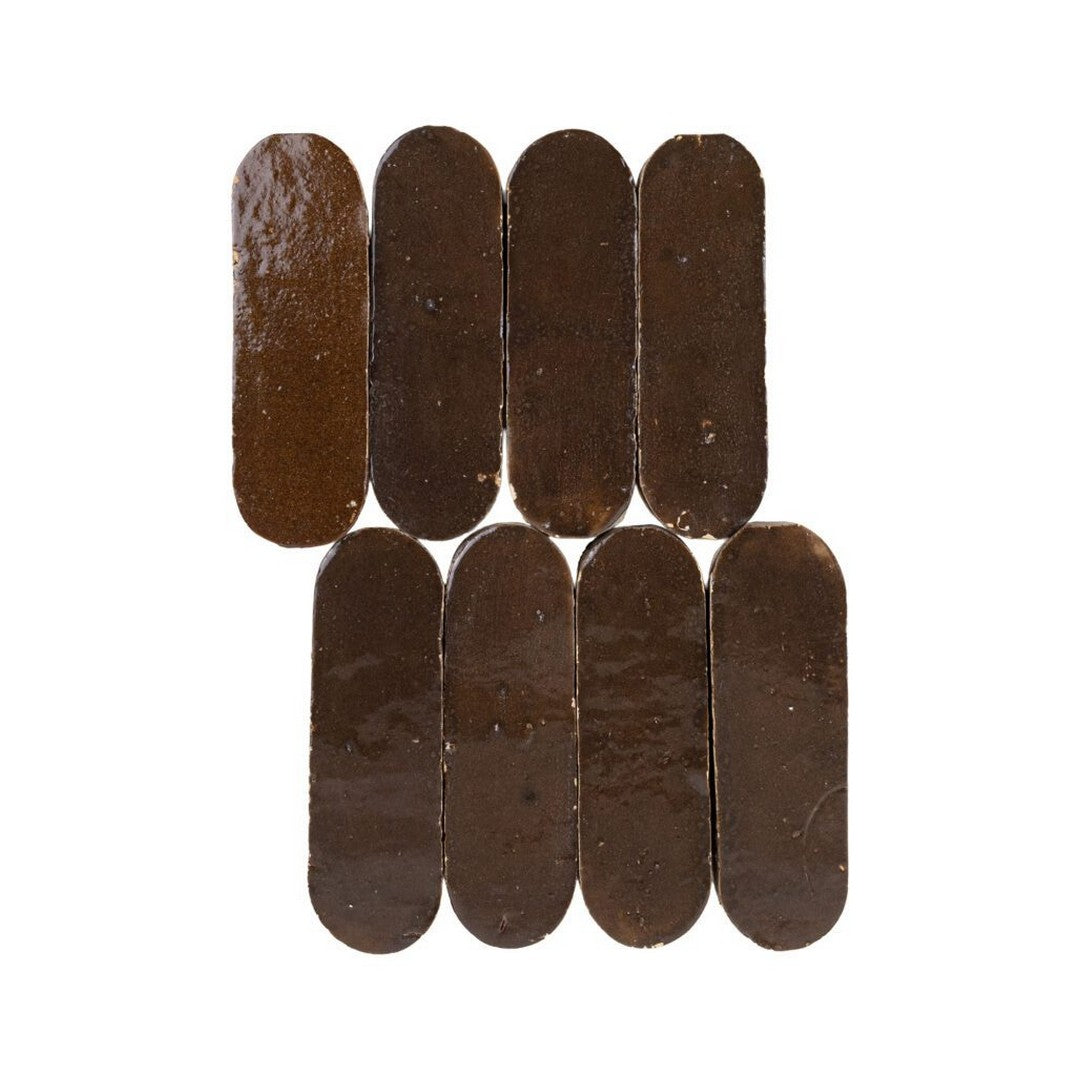 Lungarno Zellige Bespoke 2" x 6" Pressed Glossy Terracotta Oval Wall Tile