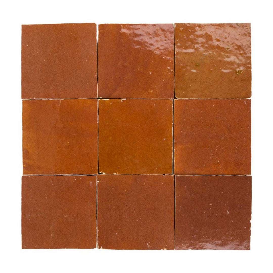 Lungarno Zellige Bespoke 4" x 4" Glossy Terracotta Wall Tile