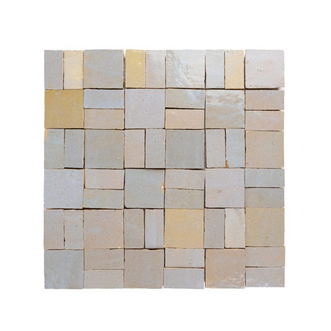 Lungarno Zellige Bespoke 11.80" x 11.80" Glossy Terracotta Cross Hatch Mosaic