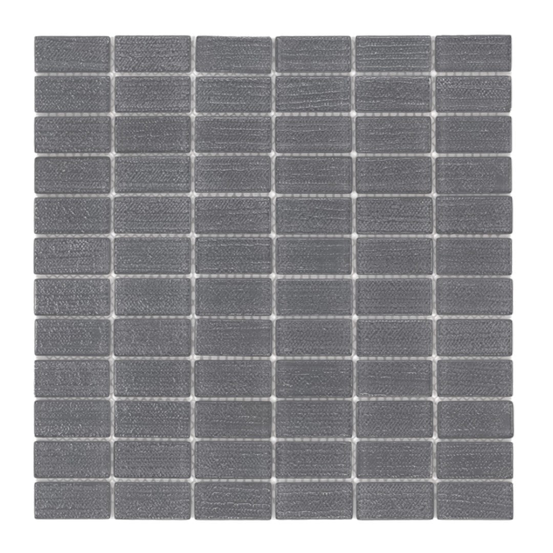 Island Stone Cascade 12" x 12" Gloss & Textured Glass 1x2" Straight Stack Mosaic