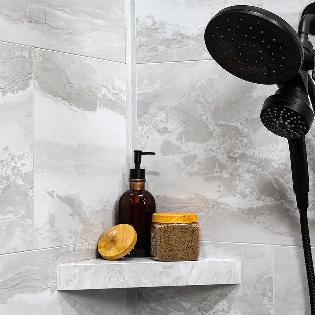 Lico-USA-7-x-15-Waterproof-Vinyl-Shower-Shelf-Iced-Pewter