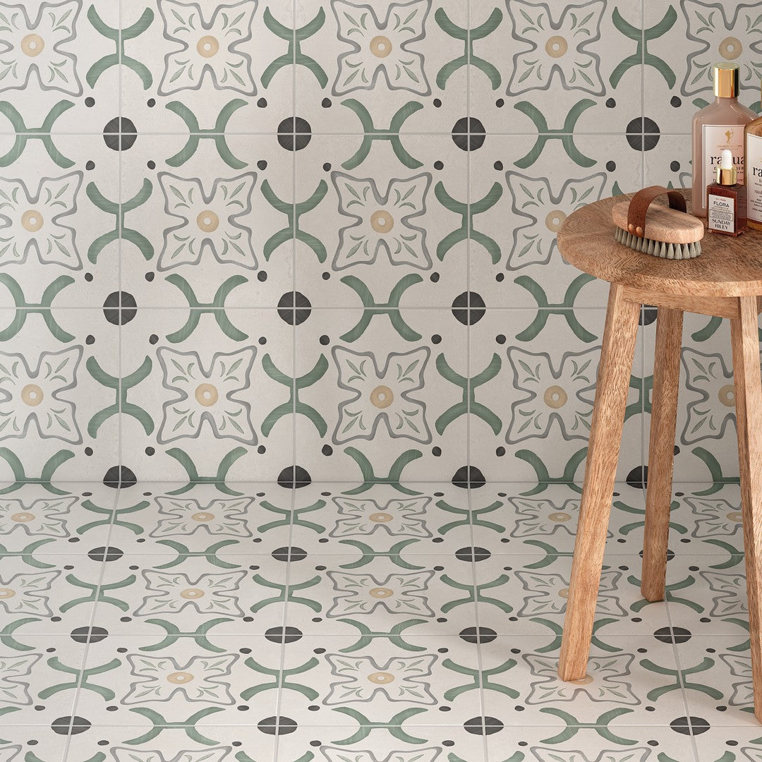 Rickert-Peronda-9-x-9-Matte-Porcelain-Tile-Sirocco-Green-Flower