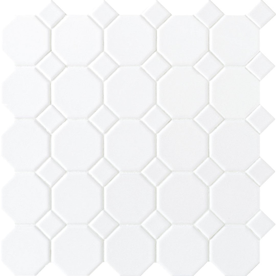 Daltile Octagon & Dot 12" x 12" White Dot Mosaic